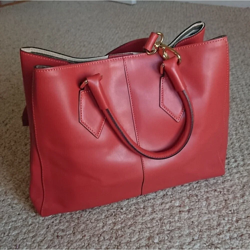 A. Bellucci orange red Italy Genuine Leather 2 way Handbag